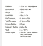 Glitter series roll carpet specifications 6-7mm thickness