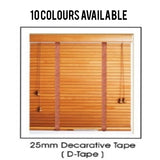 (10 COLOURS)INDOOR WOODEN BLIND (DECORATIVE TAPE) - 25MM