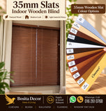 35mm Natural Wood Indoor Wooden Blind Malaysia supply and install
