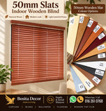 50mm Indoor Wooden Blind colour options by Bosita Decor Malaysia Supplier 