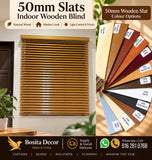 50mm Natural Wood Indoor Wooden Blind Malaysia supply and install
