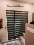 Custom-made zebra blinds in green, perfect for light control and privacy