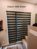 Custom-made zebra blinds in green, perfect for light control and privacy