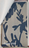 Galaxy 3103 blue patterned roller blind fabric with flower botanical design, decorative window blinds supplied and installed in Petaling Jaya