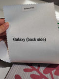 Back side of Galaxy roller blind fabric showing its plain silver colour reverse surface
