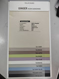 Ginger Series room darkening roller blinds with polyester fabric specifications and available colour swatches