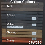Outdoor Wooden Blinds Malaysia 280 Series with five wood colours and Teak Oil finish