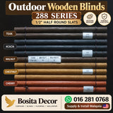 Outdoor Wooden Blinds Malaysia 288 Series with half-round slats, supplied and installed by Bosita Decor