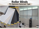 1% openness sunscreen roller blinds supplier in Malaysia by Bosita Decor, featuring fabric samples and office installation