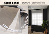Shantung translucent roller blinds and light filtering blinds supplier in Malaysia, with fabric samples and installed window blind by Bosita Decor