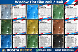 Window Tint Film 2mil and 3mil 9 colour collection by Bosita Decor Malaysia