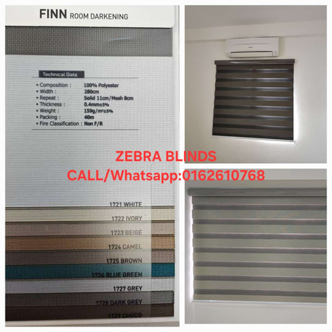 Tirai Zebra Finn Series – Bidai semi blackout moden untuk rumah dan pejabat di Malaysia. Custom saiz & pemasangan tersedia.
