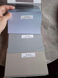 BL30 Series Zebra Blinds Fabric Colour Samples in Light Blue, Grey and Beige by Bosita Decor Malaysia