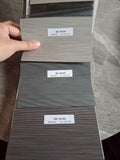BL30 Series Zebra Blinds Fabric Colour Samples in Light Grey, Dark Grey and Brown Tones by Bosita Decor Malaysia
