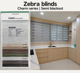 Zebra Blinds Charm Series Semi Blackout with Fabric Colour Samples and Kitchen Window Installation in Malaysia by Bosita Decor